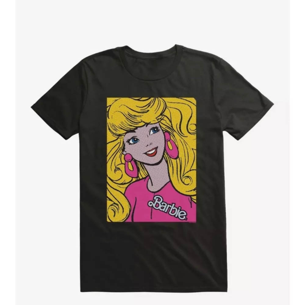 Barbie Pop Art TShirt Black Comic Book Style 90s Cartoon Barbie Size L NWT